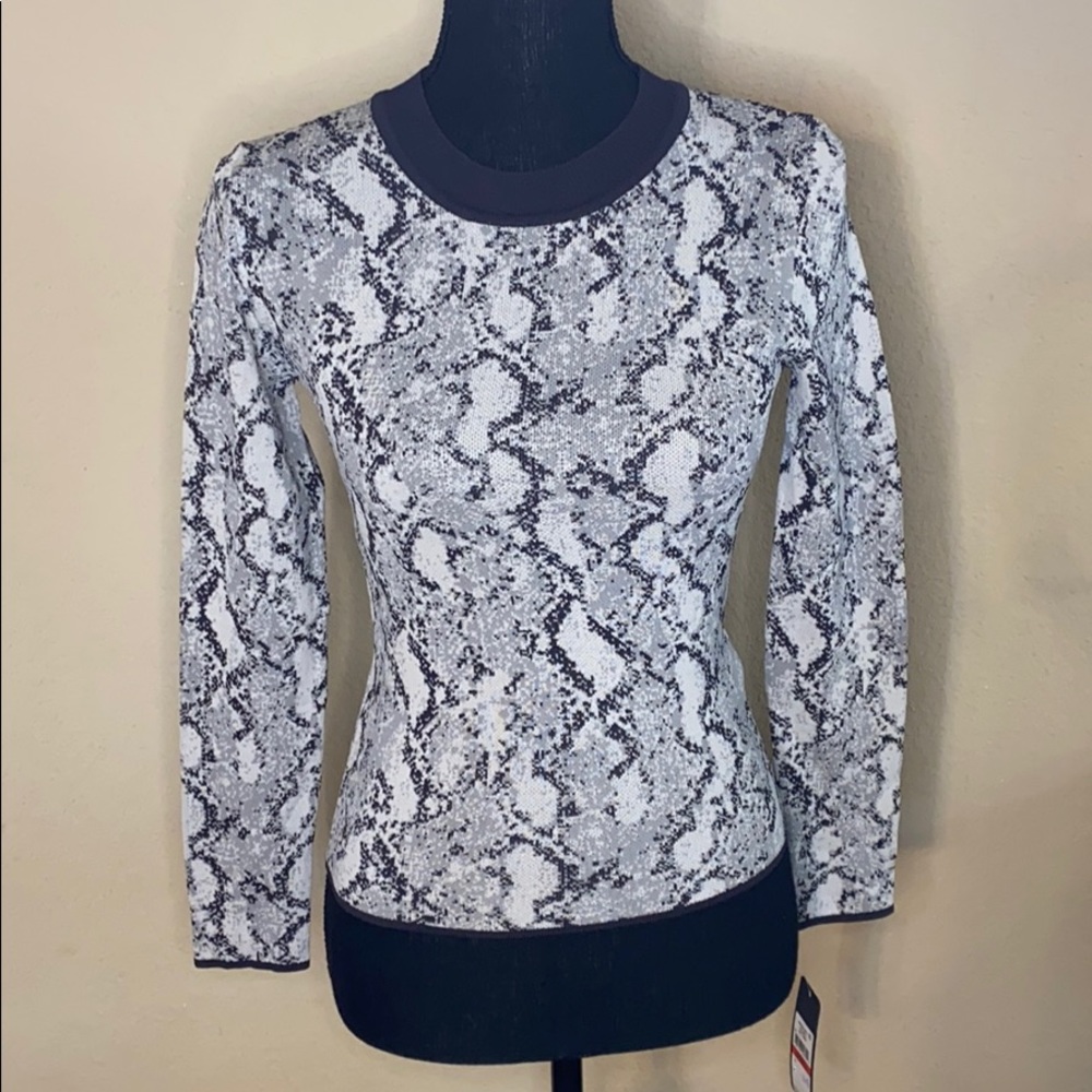RACHEL RACHEL ROY Womens Open Back Grey Snake Print Long Sleeve  Top XS